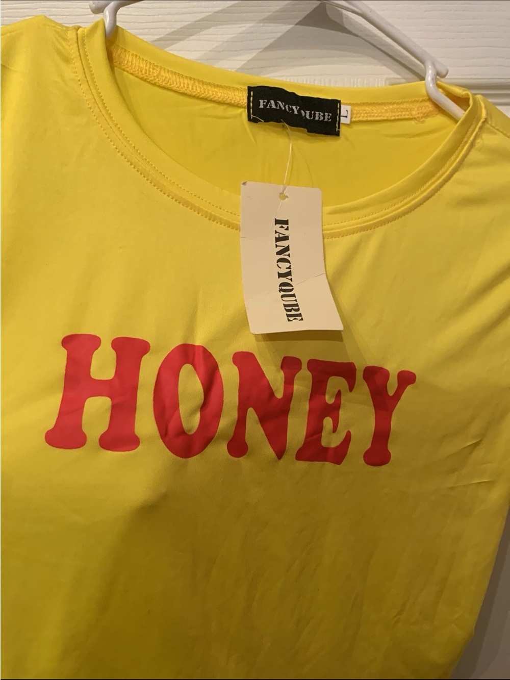 Yellow 'Honey' Graphic Crop Tee - Picture 2 of 2